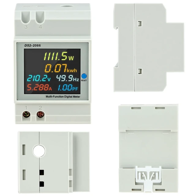 Alt view image 2 of 7 - Digital DIN Rail AC Power Meter 40-300V 100A 6-in-1 Monitor HD Color LCD Display for Energy Voltage Current & Wattage Ideal for Home Distribution Box Solar Inverter & RV