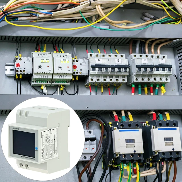 Alt view image 7 of 7 - Digital DIN Rail AC Power Meter 40-300V 100A 6-in-1 Monitor HD Color LCD Display for Energy Voltage Current & Wattage Ideal for Home Distribution Box Solar Inverter & RV