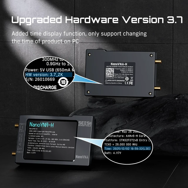 Alt view image 2 of 7 - Nanovna-H Vector Network Analyzer,Upgraded HW3.7 9KHz-1.5GHz MF HF VHF UHF Antenna Analyzer, Measuring S Parameters, Voltage Standing Wave Ratio,Phase,Delay,Smith Chart,Support Data Storage