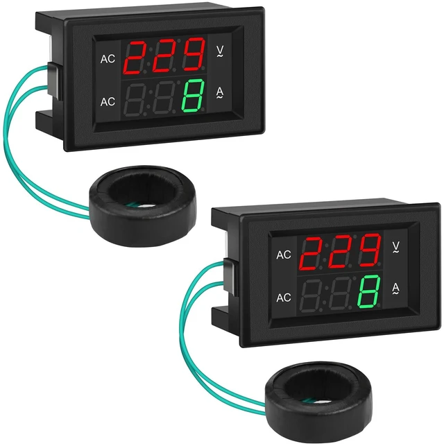 Main image of Volt Amp Meter 2pcs, AC 500V 200A Digital Voltmeter Ammeter Panel, 0.39 Inches LED 2in1 Multimeter, 2-Wire Voltage Amperage Tester Gauge with Current Transformer