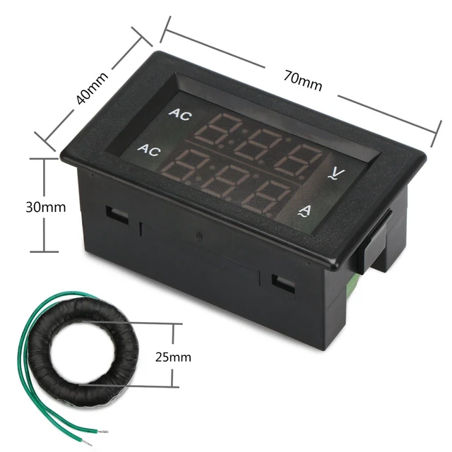 Alt view image 5 of 7 - Volt Amp Meter 2pcs, AC 500V 200A Digital Voltmeter Ammeter Panel, 0.39 Inches LED 2in1 Multimeter, 2-Wire Voltage Amperage Tester Gauge with Current Transformer