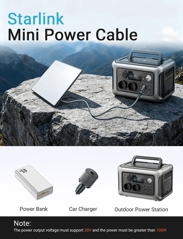 Alt view image 6 of 7 - Starlink Mini Cable Replacement, 33ft Starlink Mini DC Power Cable | 18AWG Waterproof Starlink Power Cord, 2-in-1, DC to DC, Starlink USB C Power Cable, Work with 100W+PD Source, for RV, Camping