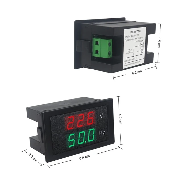 Alt view image 6 of 7 - Digital AC Voltmeter Panel Mounting Meter AC80-300V Frequency Counter 45.0-65.0 HZ LED Display Voltage Volt Frequency Meter Tester Gauge