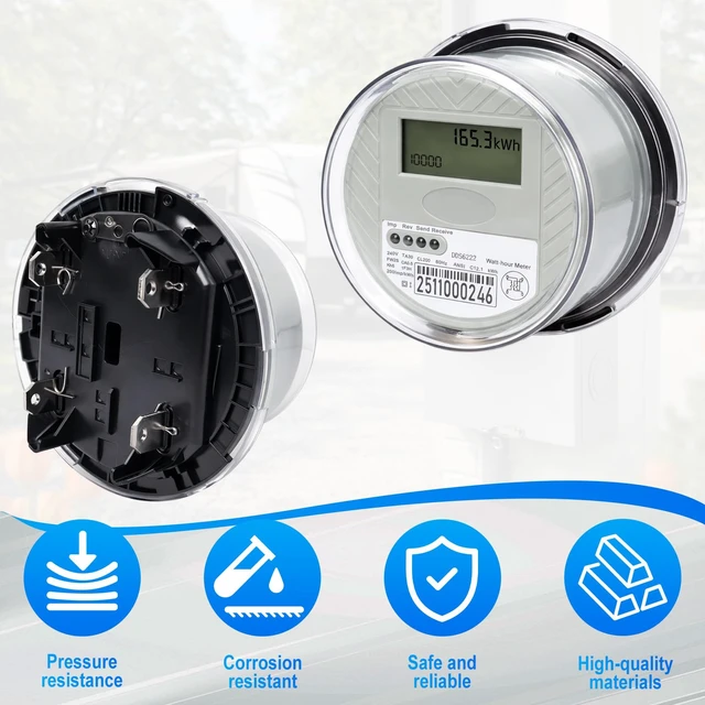 Alt view image 6 of 6 - 240 V 2-Wire Digital KWH Meter High-Precision LCD Watt Meter for RV/Home/Workshop Energy Usage Monitoring, ANSI C12.1 Compliant, Easy Install, Supports up to 200A TA30