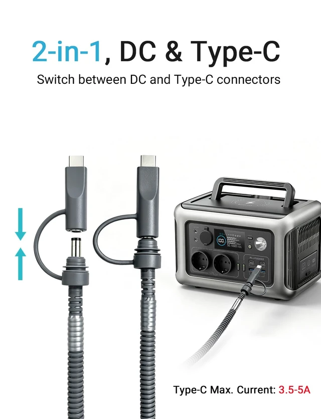 Alt view image 3 of 7 - 2-in-1 Starlink Mini Power Cable, 10ft Replacement Starlink Mini Cord | Starlink Mini Cable with Cable Sleeve, DC to DC & USB C to DC Power Cable,Starlink Mini Accessories, Work with 100W+PD Source