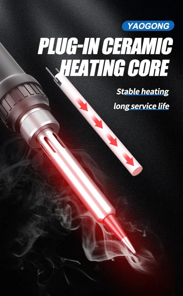 Alt view image 3 of 7 - 60w Soldering Iron Kit with Knob Control for Electronics Repair & DIY | Solder One And Insert Heater Heat Set Insert Tool Ergonomic Handle Design Fast Heating Response Stable