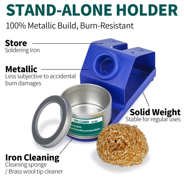 Alt view image 2 of 5 - M-2 Soldering Iron Holder, Heat-resistant Tip Cleaner with Brass Wool Tip Cleaner and Cleaning Sponge for Stable Soldering Iron Storage and Cleaning