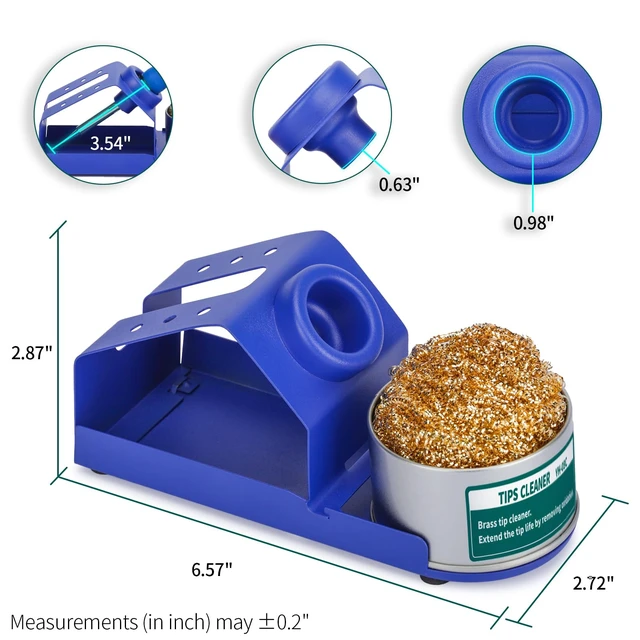 Alt view image 4 of 5 - M-2 Soldering Iron Holder, Heat-resistant Tip Cleaner with Brass Wool Tip Cleaner and Cleaning Sponge for Stable Soldering Iron Storage and Cleaning
