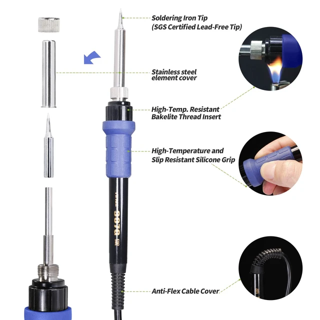 Alt view image 4 of 7 - 907G Replacement Soldering Iron Handpiece/Handle for Yihua 8786D-I Rework and Soldering Station