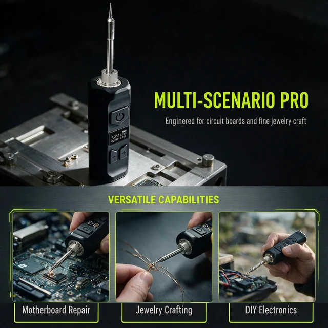 Alt view image 4 of 6 - Wireless Soldering Iron Pen, USB-C Rechargeable Mini Soldering Kit | LED Display, 3 Adjustable Temperature Settings, For Electronics Repair, DIY, and Home Appliance