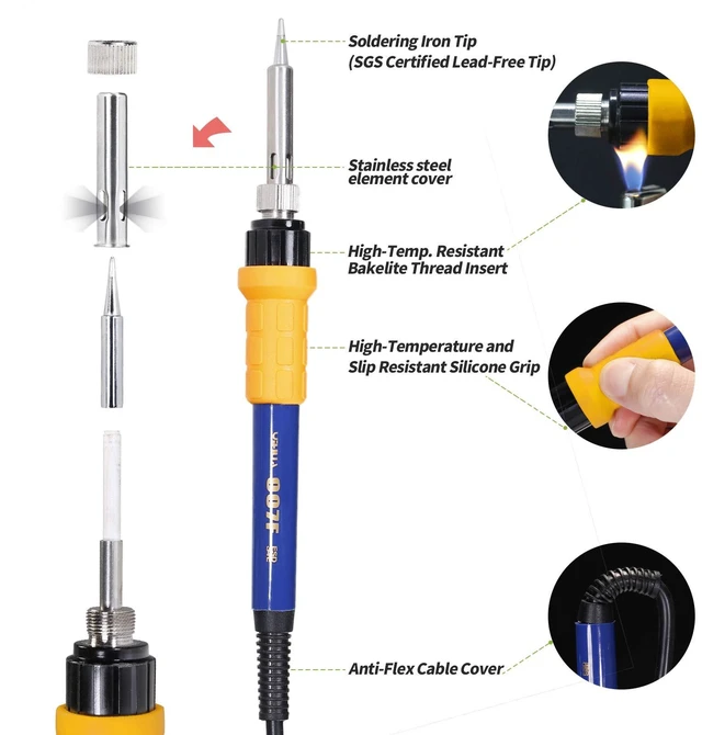 Alt view image 4 of 7 - 907F Replacement Soldering Iron Handpiece/Handle for 939D+/1000B Soldering Station