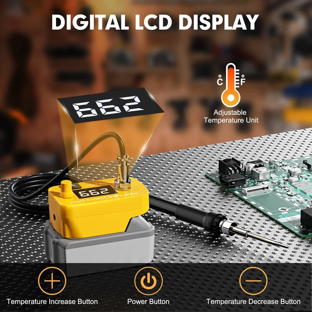 Alt view image 2 of 7 - Cordless Soldering Iron Station for Dewalt 20V Max Battery(Tool Only)-with 2 Auxiliary Helpers Digital LCD Display Fast Heating Up Portable Electric Soldering Iron for DlY,Appliance Repair