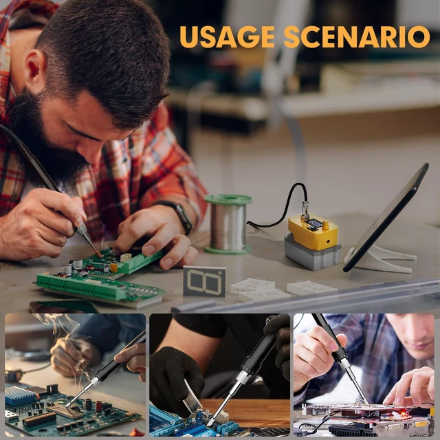 Alt view image 6 of 7 - Cordless Soldering Iron Station for Dewalt 20V Max Battery(Tool Only)-with 2 Auxiliary Helpers Digital LCD Display Fast Heating Up Portable Electric Soldering Iron for DlY,Appliance Repair