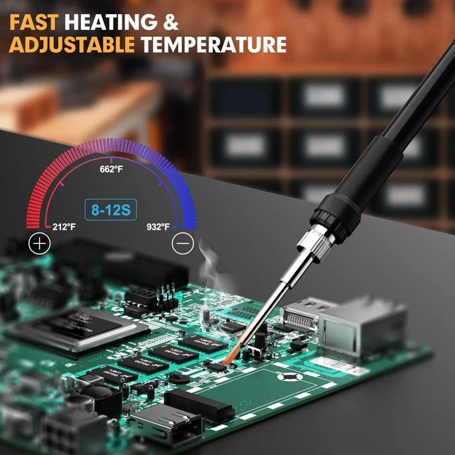 Alt view image 7 of 7 - Cordless Soldering Iron Station for Dewalt 20V Max Battery(Tool Only)-with 2 Auxiliary Helpers Digital LCD Display Fast Heating Up Portable Electric Soldering Iron for DlY,Appliance Repair