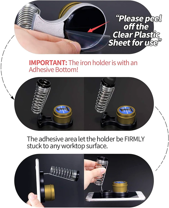Alt view image 5 of 7 - 947-III 60W Soldering Iron Kit Adjustable Temperature with Sticky Holder, Tip Cleaner, Cleaning Sponge Power Switch, Operation Indicator, Portable Soldering Kit