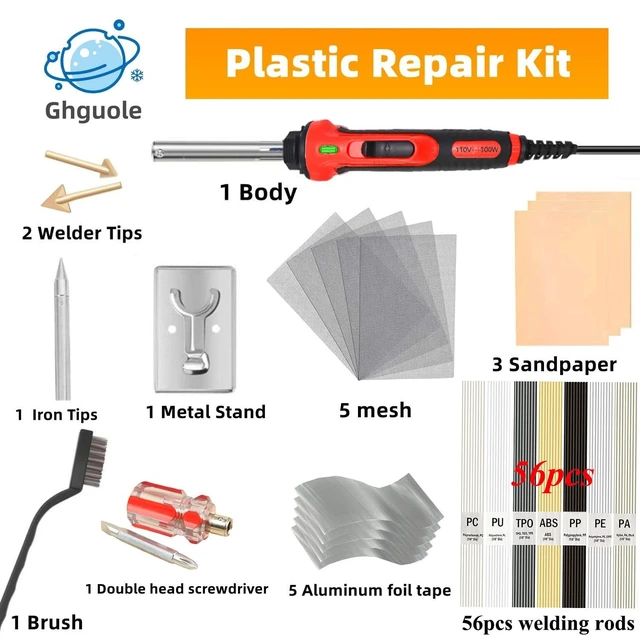 Alt view image 2 of 7 - 100W Plastic Welder, 2-in-1 Plastic Welding Kit with Soldering Iron Tips & 56Pcs Rods, 3-Speed Temperature Control Soldering Iron Gun, Professional Surface Repair Tool for Car Bumper,Dashboard, Kayak