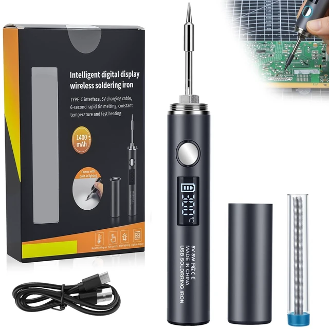 Main image of Soldering Iron Kit, Cordless Soldering Iron with Led Light 1400mAh Rechargeable Soldering Kit, 7 Seconds Fast Heating(500°F-788), Soldering Gun for Electric Repairs, DIY