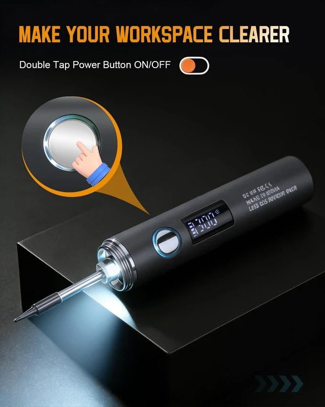 Alt view image 7 of 7 - Soldering Iron Kit, Cordless Soldering Iron with Led Light 1400mAh Rechargeable Soldering Kit, 7 Seconds Fast Heating(500°F-788), Soldering Gun for Electric Repairs, DIY