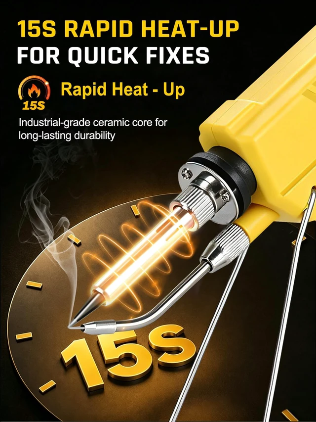 Alt view image 3 of 7 - Soldering Iron Kit 60W Auto Feed with LCD Tem Control, 5 Tips | Soldering gun Keeps One Hand Free, 180500°C, Desoldering Pump and Tip Cleaner for Circuit Board, DIY, Electronic Repair