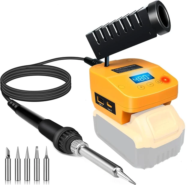 Main image of Cordless Soldering Iron Station Tool for Dewalt 20V Max Battery,PortableElectric Fast Heating Up Soldering Iron with USB&Type C for Dewalt DCB203 for DIY,Appliance Repair,Wire Welding(NO Battery)
