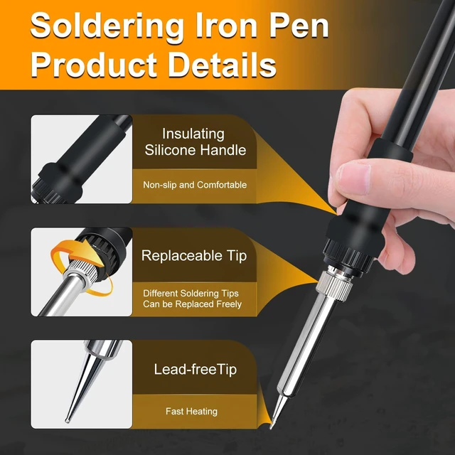 Alt view image 4 of 7 - Cordless Soldering Iron Station Tool for Dewalt 20V Max Battery,PortableElectric Fast Heating Up Soldering Iron with USB&Type C for Dewalt DCB203 for DIY,Appliance Repair,Wire Welding(NO Battery)