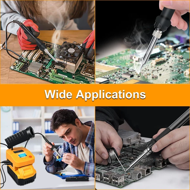 Alt view image 7 of 7 - Cordless Soldering Iron Station Tool for Dewalt 20V Max Battery,PortableElectric Fast Heating Up Soldering Iron with USB&Type C for Dewalt DCB203 for DIY,Appliance Repair,Wire Welding(NO Battery)