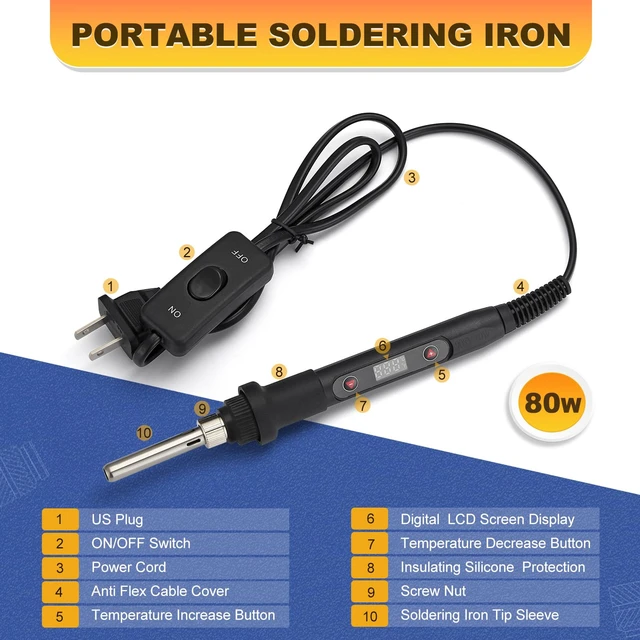Alt view image 2 of 7 - 80W Soldering Iron Heat Insert Tool with M2-M5 Heat Set Inserts | 520Pcs Brass Heat set inserts,With Insert Tips,Professional Set For 3D Printing