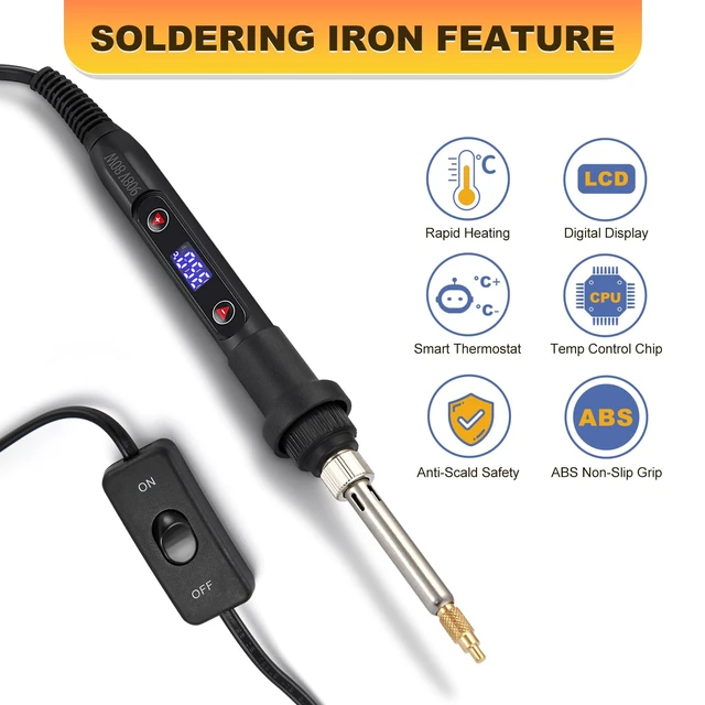 Alt view image 4 of 7 - 80W Soldering Iron Heat Insert Tool with M2-M5 Heat Set Inserts | 520Pcs Brass Heat set inserts,With Insert Tips,Professional Set For 3D Printing