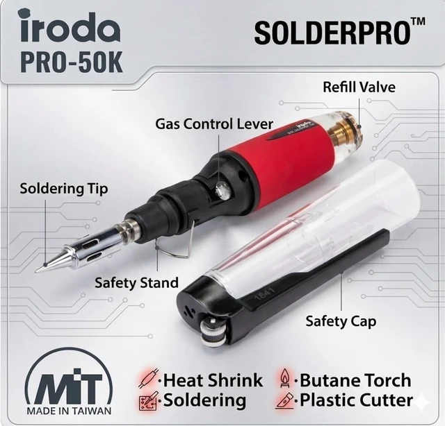 Alt view image 2 of 7 - Portable Butane Soldering Iron Kit | 4-in-1 Cordless Pro Heat Tool with Torch Tip & Compact Pouch | Fast 18s Heat-Up | Pro-50K EDC (Butane is not included)