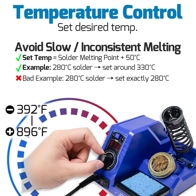 Alt view image 6 of 7 - 926LED V3 Soldering Station 130W MAX Soldering Iron Kit with Solder Wire, 5 Soldering Tips, Tweezers, Solder Sucker, Tip Cleaner, Temperature Control, Sleep Mode, C-F Conversion