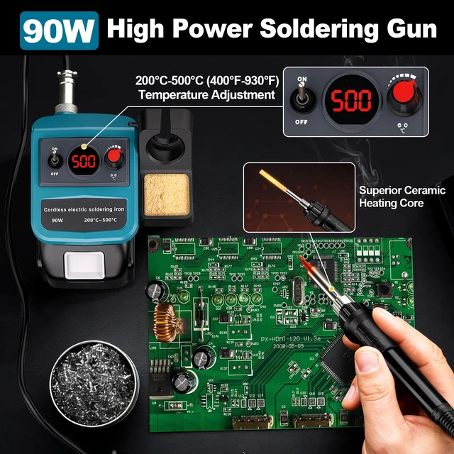 Alt view image 4 of 7 - Cordless Soldering Iron Kit for Makita 18v LXT Battery,90W LED Digital Solder Iron Soldering Gun with 5pcs Tips,0.04 Solder Wire for any Hobby Enthusiast (Battery not included)