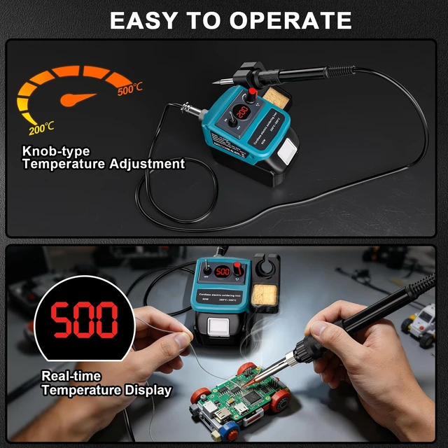 Alt view image 5 of 7 - Cordless Soldering Iron Kit for Makita 18v LXT Battery,90W LED Digital Solder Iron Soldering Gun with 5pcs Tips,0.04 Solder Wire for any Hobby Enthusiast (Battery not included)