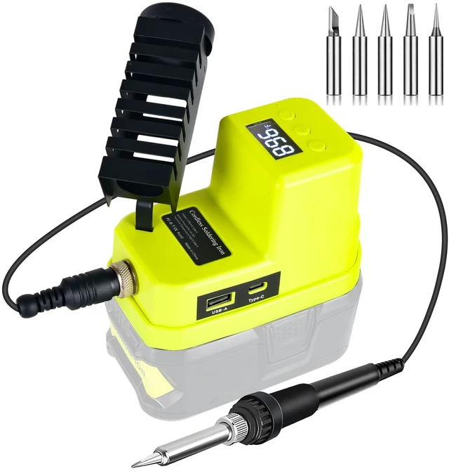 Main image of Cordless Soldering Iron for Ryobi 18V Battery,60W Portable Electric Soldering Station With USB &Type C, Adjustable Solder Iron Kit Tool for DIY,Appliance Repair,Wire Welding(NO Battery)