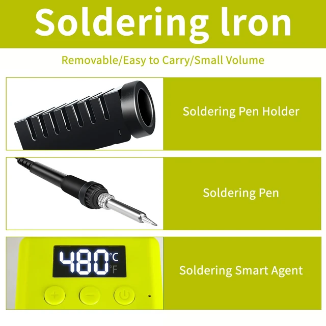 Alt view image 6 of 7 - Cordless Soldering Iron for Ryobi 18V Battery,60W Portable Electric Soldering Station With USB &Type C, Adjustable Solder Iron Kit Tool for DIY,Appliance Repair,Wire Welding(NO Battery)