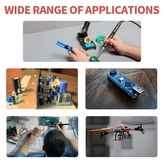 Alt view image 7 of 7 - 928D-III Soldering Iron,110W High Power, Fully Digital Display °F /°C- Temperature Control Soldering Tool, Accurate 194~896°F, with ON/OFF Switch, Iron Tip, Brass Wool, Automatic Sleep Mode
