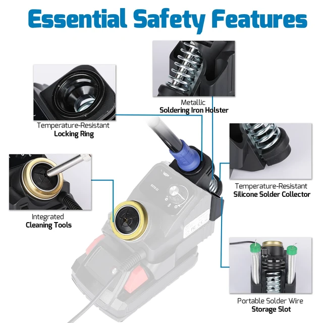 Alt view image 6 of 7 - 937D-I 3 Cordless Soldering Iron Kit Compatible with Milwaukee 20V/18V Battery, with Integrated Iron Holder, Digital Display, 6 Soldering Tips, Adjustable Temperature, Auto Sleep & Shutdown