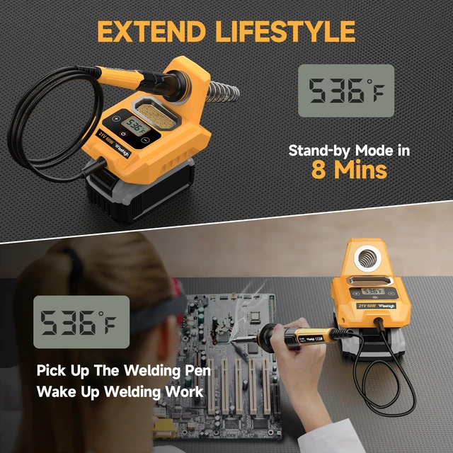 Alt view image 4 of 7 - Cordless Soldering Station Compatible with Dewalt 20V Max Battery - Digital Display, Soldering Iron Station Fast Heating Up Soldering Station for DIY, Appliance Repair (Battery Not Included)