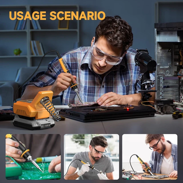 Alt view image 5 of 7 - Cordless Soldering Station Compatible with Dewalt 20V Max Battery - Digital Display, Soldering Iron Station Fast Heating Up Soldering Station for DIY, Appliance Repair (Battery Not Included)