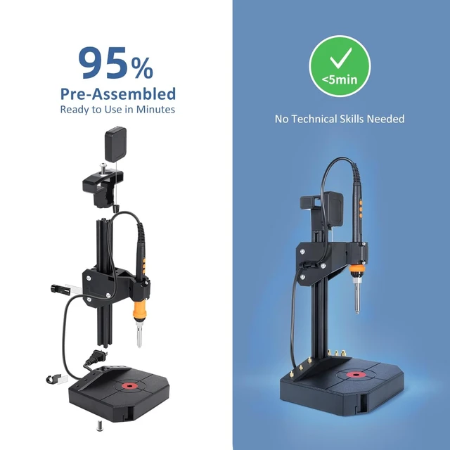 Alt view image 2 of 7 - Vertical Heat Set Insert Tool with 90W Soldering Iron for 3D Printed Parts | Vertical Press Design for Precise Insert Installation, Built-In Drawer & Cord Management for a Cleaner Workspace