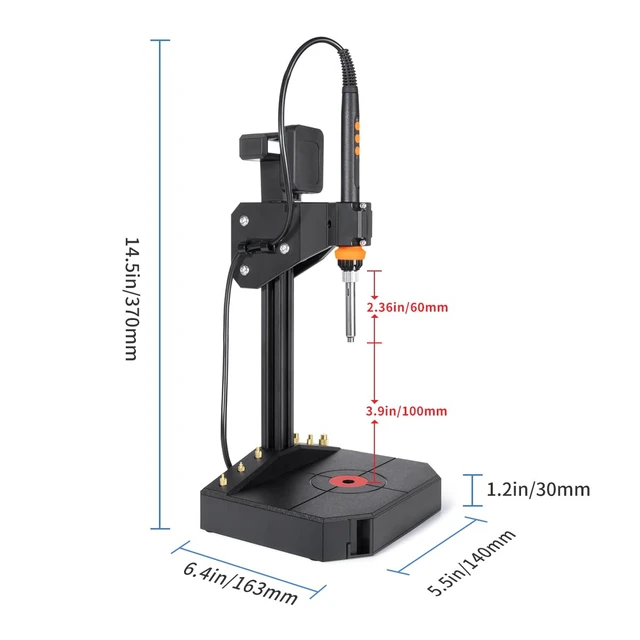 Alt view image 7 of 7 - Vertical Heat Set Insert Tool with 90W Soldering Iron for 3D Printed Parts | Vertical Press Design for Precise Insert Installation, Built-In Drawer & Cord Management for a Cleaner Workspace