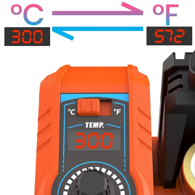 Alt view image 5 of 7 - 926LED V3 Entry-Level 60W Soldering Station Iron Kit in Orange with Temperature Control includes Helping Hands, Lead-Free Solder, 6 Soldering Tips, ESD-Safe Tweezers, Sleep Mode