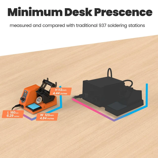 Alt view image 6 of 7 - V1 110W High-Power Compact Soldering Iron Station Kit w Temp Control | 110w fast-heating, space-saving integrated soldering station w iron holder, solder wire dispenser, sponge & brass tip cleaner