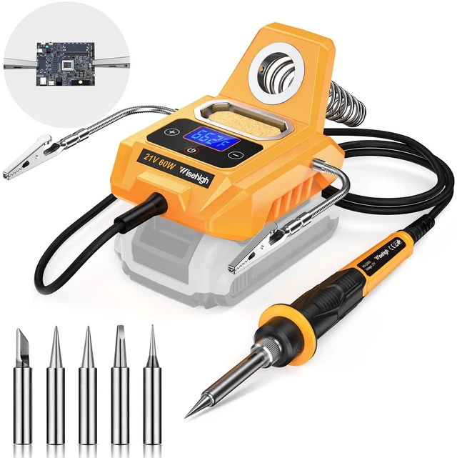 Main image of Cordless Soldering Station for Dewalt 20V Max Battery with 2 Helping Hands | Soldering Iron Kit (Tool Only), LCD Display, / Conversion, Auto Sleep, for DIY Repair, PCB Rework,Electronics Maintenance