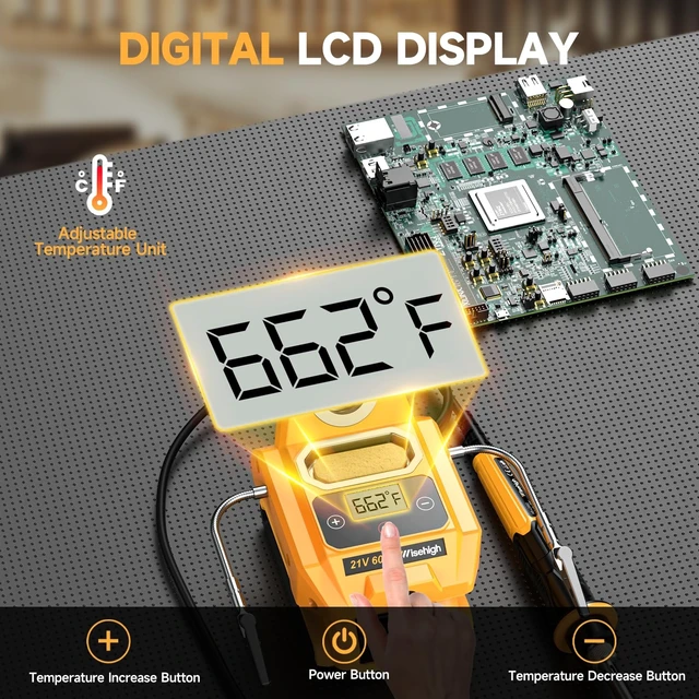 Alt view image 4 of 7 - Cordless Soldering Station for Dewalt 20V Max Battery with 2 Helping Hands | Soldering Iron Kit (Tool Only), LCD Display, / Conversion, Auto Sleep, for DIY Repair, PCB Rework,Electronics Maintenance