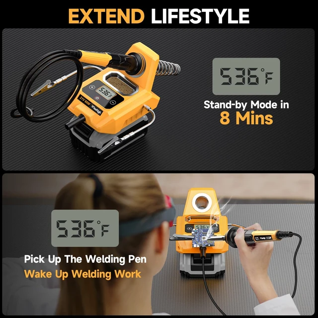 Alt view image 5 of 7 - Cordless Soldering Station for Dewalt 20V Max Battery with 2 Helping Hands | Soldering Iron Kit (Tool Only), LCD Display, / Conversion, Auto Sleep, for DIY Repair, PCB Rework,Electronics Maintenance