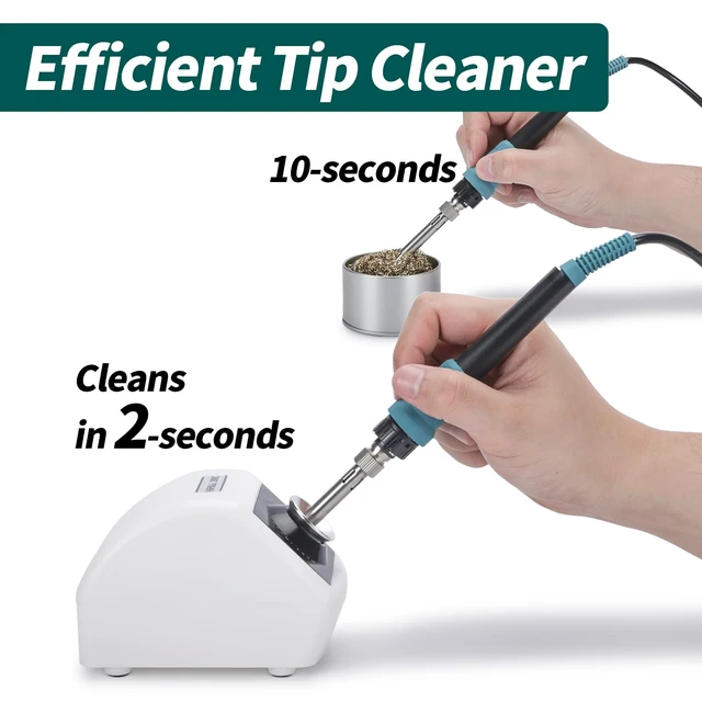 Alt view image 3 of 7 - 200C Motorized Soldering Iron Tips Copper Cleaner with Infra-red Sensor, 6 Brass Wool Brushes, 12V Power Adapter, and Pry Bar - Compact Soldering Iron Tips Brass Cleaner
