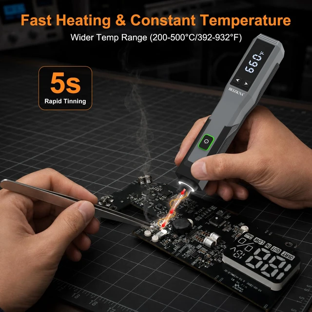 Alt view image 2 of 7 - Soldering Iron Kit Cordless Portable 3200mAh Battery USB Rechargeable | 5s Fast Heat 392-932, Auto Sleep, 14-in-1 Wireless Soldering Iron Welding Gun Tool for Precision Electronics PCB DIY