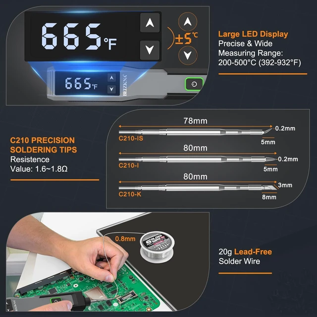 Alt view image 5 of 7 - Soldering Iron Kit Cordless Portable 3200mAh Battery USB Rechargeable | 5s Fast Heat 392-932, Auto Sleep, 14-in-1 Wireless Soldering Iron Welding Gun Tool for Precision Electronics PCB DIY