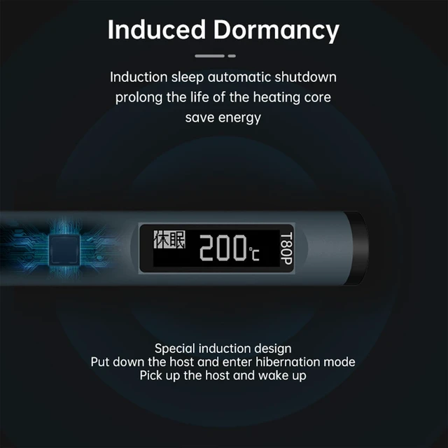 Alt view image 4 of 7 - Soldering Iron Kit, 100W Fast Heating T80/T80P Digital Soldering Iron PD/QC,Type-C Portable Digital OLED Screen Display, Auto Sleep (T80P+C2C+4 type tips)