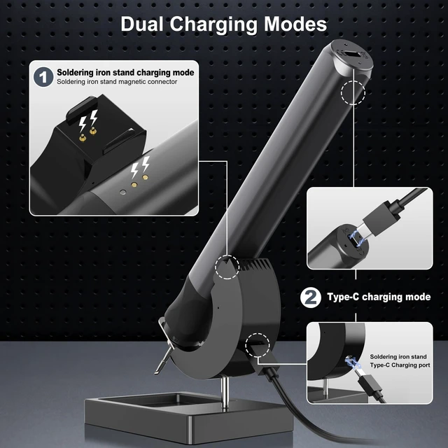 Alt view image 5 of 7 - Cordless Soldering Iron Kit, 3s Fast Heat 75W-PD/30W-Battery | Portable Solder Iron with Auto Sleep,LCD Display&LED Lighting, USB-C+Wireless Recharging Stand for Electrics Precision Repair